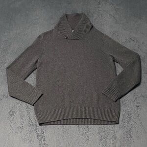 Sonoma Fisherman Sweater Mens M Gray Shawl Collar Pullover Long Sleeve Nautical